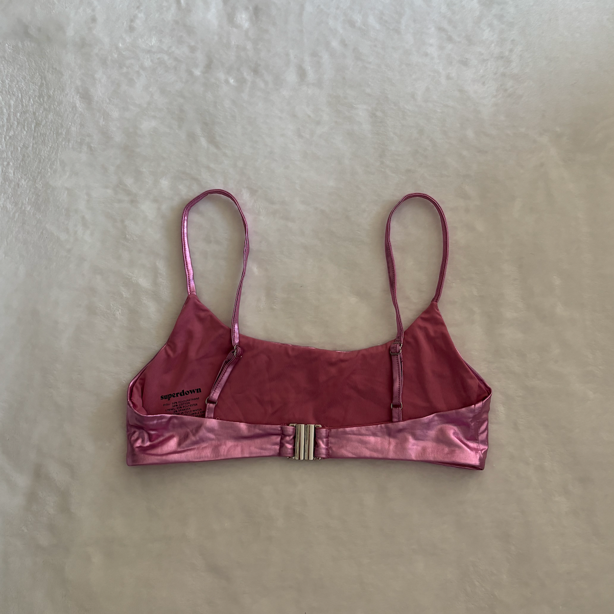 Superdown Metallic Pink Bikini Top