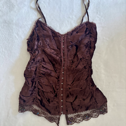 Vintage Brown Sequin Corset Top