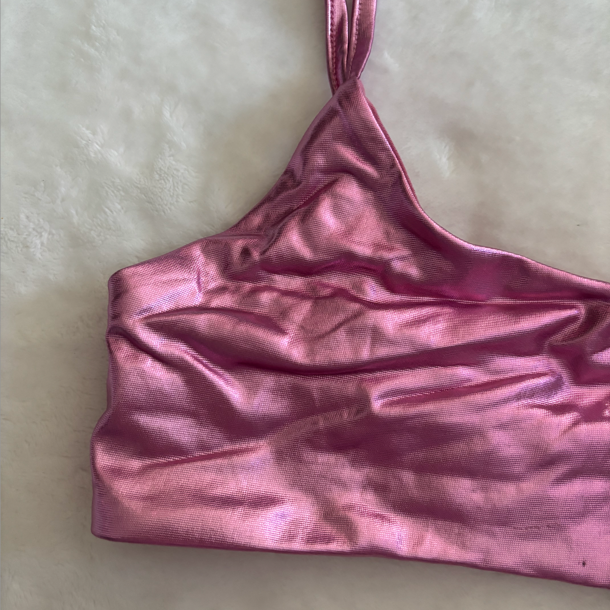 Superdown Metallic Pink Bikini Top